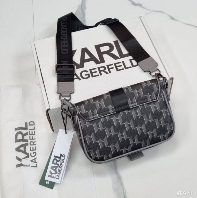Сумка-месенджер Karl Lagerfeld K/Punched Logo Messenger Bag Dark Grey/Black