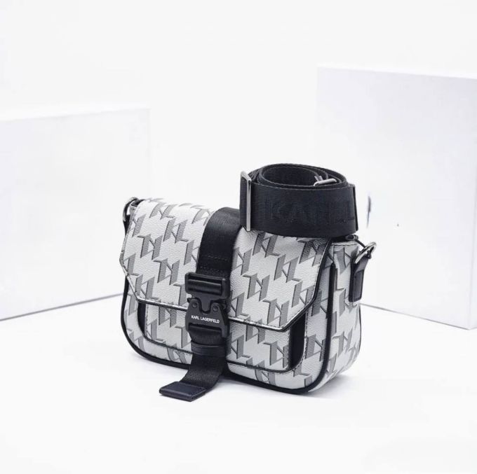 Сумка-месенджер Karl Lagerfeld K/Punched Logo Messenger Bag Light Grey/Black