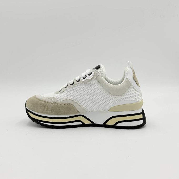 Кросівки жіночі Gaëlle Paris SNEAKERS PLATFORM IN TESSUTO E PELLE  White/Beige