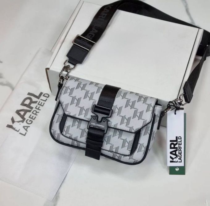 Сумка-месенджер Karl Lagerfeld K/Punched Logo Messenger Bag Light Grey/Black