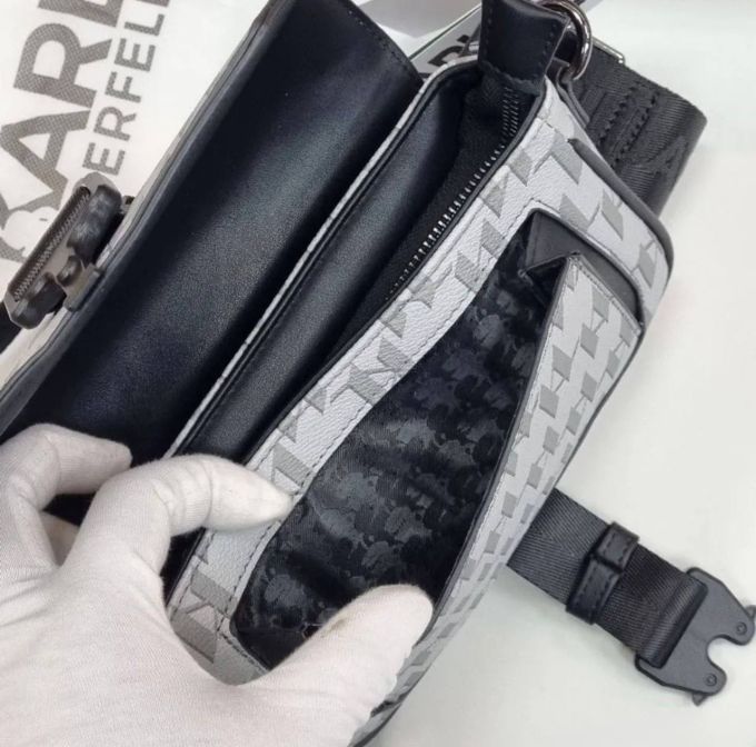 Сумка-месенджер Karl Lagerfeld K/Punched Logo Messenger Bag Light Grey/Black