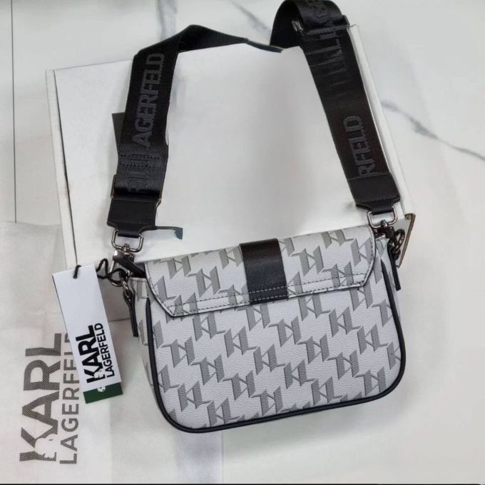 Сумка-месенджер Karl Lagerfeld K/Punched Logo Messenger Bag Light Grey/Black